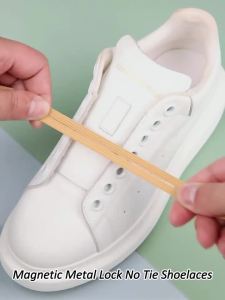 21 Colors No Tie Shoe Laces Elastic Metal Lock Magnetic Shoelaces Flat Children and Adults Fast on And Off Plush Lazy Shoelace