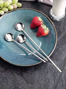 ช้อนกลมขนาดเล็ก 304 สแตนเลส ช้อนเหล็ก ช้อนผสม ช้อนหวาน ช้อนยาว ช้อนชาสไตล์เกาหลี ช้อนกาแฟ ช้อนเหล็ก ช้อนกลม