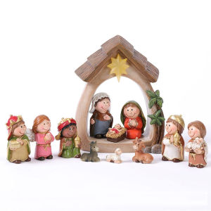 12PCS Christmas scene figurine of Jesus birth - Manger group of characters decorative small statue (Fairy Tale Series)
