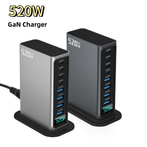 520W Super Fast Charging PD 100W 4C4A Multiport Charger Station For Laptop iPhone Samsung Xiaomi Type C Power Charger Adapter