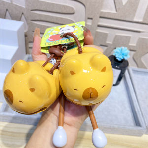 Creative Cartoon Beavers Stress Relief Wooden Fish Keychain Pendant Couple Venting Small Gift Backpack Decoration Womens Style