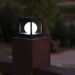 Vimite LED Solar Column Light Outdoor Waterproof Warm Courtyard Lamp Fence Decorative Post Light for Lawn Gate House Pathway