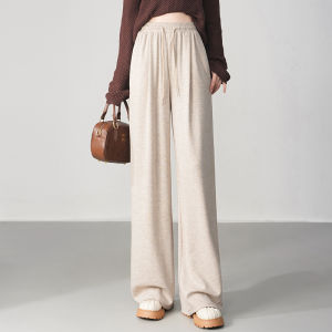 Spring Commute High Waist Slimming Narrow Version Wide Leg Pants Womens Casual Breathable Skin-friendly Comfortable Trousers