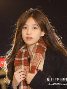 Kazuki Double-Sided Plaid Cashmere Scarf Womens Winter New Year Christmas Gift Thickened Korean Style Warm Rectangle Scarf