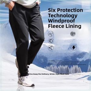 Thickened Fleece Lined Casual Pants for Men And Women Warm Resistant Windproof Cotton Rich Easy Care Leisure Trousers