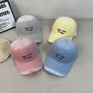 Retro Korean Washed Baseball Cap Womens Fashion Letter Embroidery Soft Top Casual Versatile Japanese Style Duckbill Cap