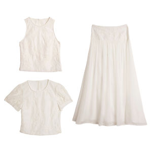 Petite Style Temperament Lyocell Shortsleeve/ Sleeveless Top and Skirt Set
