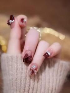 2025 Snake Year Red Wearable Nail Tips Short New Style White Enhancing Nail Art High Quality Popular Female Fashion Beauty Tools