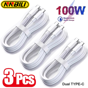 NNBILI 3Pcs Universal 100W Fast Charger USB C To Type C Quick Charging Cable Data Wire Cord For Samsung HUAWEI Xiaomi USBC Cabl