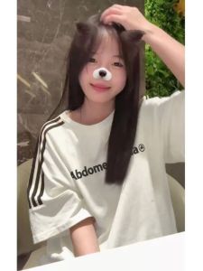 Casual Loose Womens Short Sleeve T-Shirt Patchwork Design Summer Top Comfortable Breathable Korean Style Creative Pattern