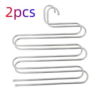 2pcs tainless Steel Pants Hangers - Space-Saving Foldable Jeans and Trousers Organizer for Closet