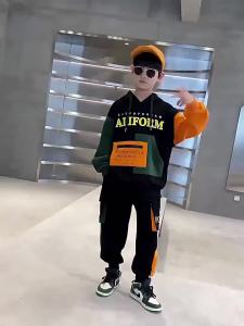 Boys Tracksuit Sets Children Patchwork Letter Sweatshirts+Pants 2Pcs Outfits Teenager Autumn Fashion Hooded Suits Spring Clothes