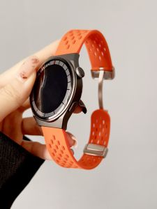 Suitable for Huawei Watch GT2 Xiaomi S2 Strap Magnetic Honeycomb Breathable Summer Sport Watch Ring Hole Wrist Strap Ring