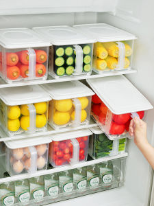 Refrigerator Storage Box with Cover Drainage and Organization
