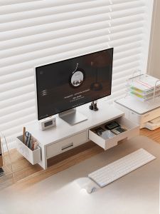 Ergonomic Computer Monitor Stand Neck Support Office Desktop Organizer Display Screen Base Padded Heightening Rack Wood