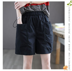 Ladies pure cotton new high waisted five quarter pants shorts casual pants