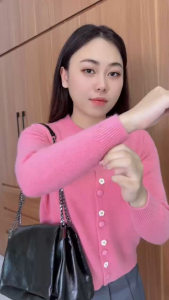 Áo Len Cadigan Nữ Dáng Vừa Áo Khoác Len Lông Thỏ Trơn Nhiều Màu Phối Cúc hoa Phong Cách Hàn Quốc