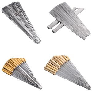 Stainless Steel BBQ Skewers 2.0mm*35cm Barbecue Tools Iron Stick round Skewer Roasting Needle Mutton Satay Grilling Skewers