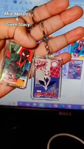 Gantungan Kunci Ganci Akrilik Kotak 2 Sisi Spiderman Miles & Gwen Couple