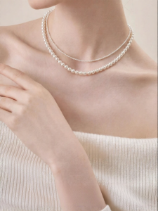 YISHU | Elegant Minimalist Fine Womens Freshwater Pearl Necklace 925 Sterling Silver