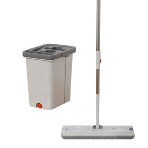 ไม้ถูพื้นรีดน้ำ+ผ้าม็อบไมโครไฟเบอร์ ไม้ถูพื้น Flat Mop แบบรีดน้ำ ถังรีดน้ำหรูหรา ถังถูพื้นรีดน้ำ ถังปั่น 2 in 1 ใช้งานได้ทั้งแบบเปียกและแห้ง ไม่ต้องใช้มือบิดผ้า