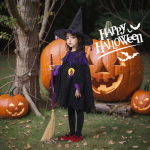 Halloween Childrens Witch Costume Girls Cosplay Clothes Robe Coven Mother-Child Matching Outfits Dance Performance Supplies