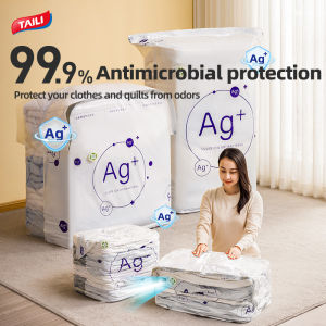 TAILI Upgrade Purple Antibacterial Vacuum compression Bags No Need Pump Large Sealer Plastic Storage Bags for Storage Clothes blankets Compression Bag Covers Moving Travel storage bag