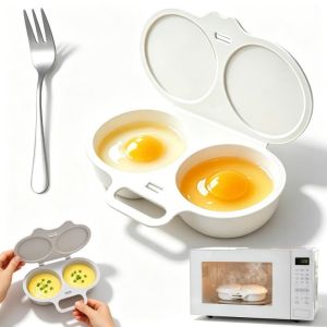 Youyuepin hình trái tim dễ thương lò vi sóng chảo rán trứng 2 khe cắm nồi hấp nhanh chóng nấu ăn sáng công cụ không dính dễ lau chùi phụ kiện nhà bếp