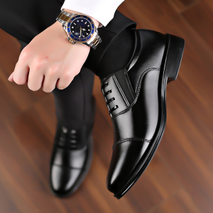 2025 Genuine Leather Shoes For Men: Pointed Toe Formal Business Shoes & Black Leather Casual Shoes