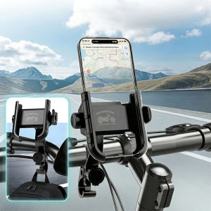 SEAMETAL Motorcycle Phone Holder with Hook 2-in-1 Shockproof Anti-slip Quick Release