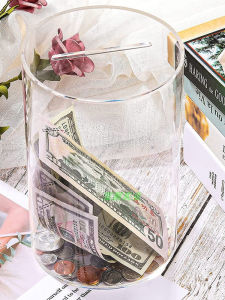 Large Capacity round Transparent Money Box Creative Popular Adult Only in Not out Saving Jar Childrens Storage Canister
