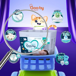 Tã/bỉm quần dán Gooby Premium - Chuyên gia bỉm đêm chống trào đến 12h size M/L/XL/XXL cho bé từ 6kg - 24kg