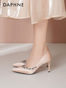 Daphne Nude High Heels Womens Thin Heel Summer New Pointed Toe Wedding Shoes Elegant Non-Tiring Footwear Single Shoes