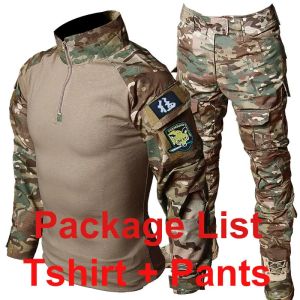 2025 Tactical Kits Men Outdoor Camo Suit Combat Uniform Hunting Training Shirts+Duty Cargo Trousers Good Sets Wear-resisting