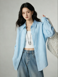 YAKEJIA | 100 French Linen Loose Summer Womens Shirt