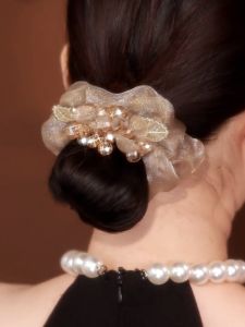 Luxurious Crystal Hair Accessories Elastic Band Netting Womens Style High Elasticity Hair Ties Fashionable Korean Style