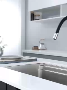 VÒI RỬA CHÉN LẠNH 1 ĐƯỜNG NƯỚC INOX 304 ÓNG ĐEN BẺ GẬP XOAY 360 ĐỘ MẪU MỚI