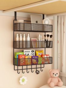 Multi-Layer Bedside Storage Rack Dormitory Lower Bed Hanging Shelf Student Wardrobe Side No-Drill Storage Shelf Metal Frame