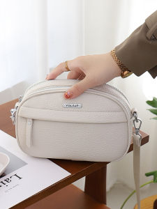 Womens Multi-Layer round Bag Casual Versatile Crossbody Bag Fashionable Soft Leather Single Shoulder Bag for Daily Use
