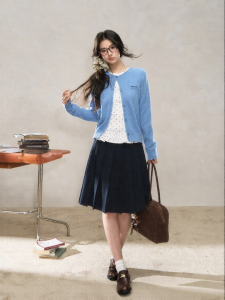 YIKEXIAOYEMEI | Áo Cardigan Len Thiết Kế Độc Đáo cho Mùa Thu