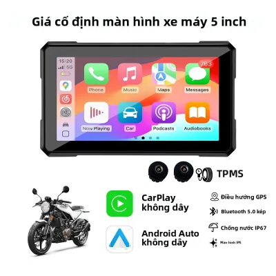 Màn Hình Hiển Thị Xe Máy Di Động 5/6/7 Inch Chống Nước Tích Hợp Bluetooth Hỗ Trợ Carplay Android Auto Kết Nối Không Dây Cho Xe Máy
