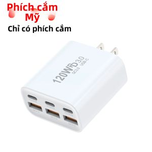 Sạc Nhanh 6 Cổng Với Cổng Type-C & USB PD45W QC3.0 Bộ Sạc Tường Cho iPhone Xiaomi HUAWEI - Tương Thích Với Phích Cắm EU/AU/US/UK Bộ Sạc Điện Thoại Di Động