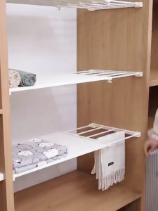 Retractable Wardrobe Cabinet Divider Partition DIY Clothes Organizer Storage Rack Shelves