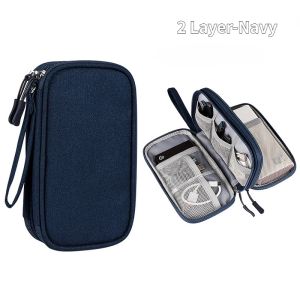 XMSJ | Portable Electronic Organizer Travel Bag Double Layer Waterproof Digital Accessorie Case Cable Cord Power Bank USB Charger Pouch
