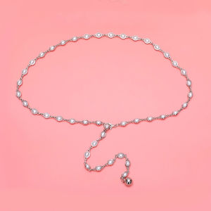 BILLI ZILLY | White Pearl Metal Waist Chain Womens Sweet Versatile Decorative Chain For Dresses Jeans Slim Belt Fashionable Accessory