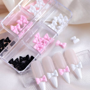 30 boxed Bow ties Nail Accessories 3-color Resin Bow Kown Designer Charms For Nails DIY 3D Cute Solid Nail Art Decoration Parts
