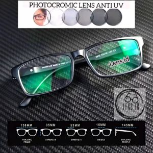 Kacamata Baca dan Jalan Lensa Progresif Photocromic Porsche Frame Sporty Pria Wanita