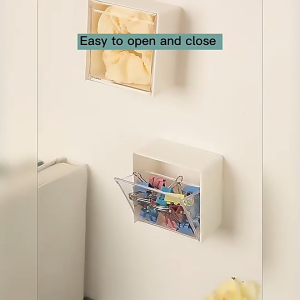 Wall Mount Flip Storage Box Punch-Free Multipurpose Container Transparent Dust-proof Sealing  Cosmetic Jewelry Box Kotak Simpanan Dinding 挂壁式收纳盒