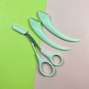 Portable Brow Grooming Set Ladies Face Razor Precision Scissors and Comb Multifunctional Beauty Kit for Facial Trimming