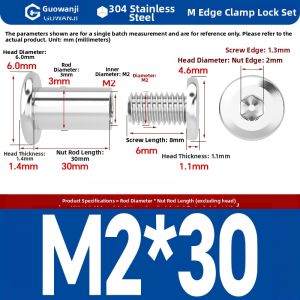 GUWANJI | 304 Stainless Steel Countersunk Hexagon Locking Screws Nuts M2-M10